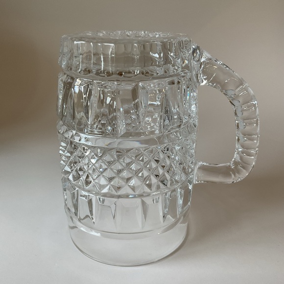Bohemian Czech Cut Crystal Diamond Point Mugs Set of 2 Vintage 1980s - Picture 12 of 16